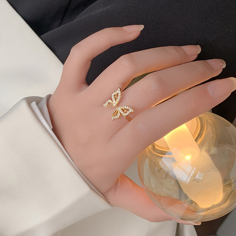 仙氣蝴蝶氣質戒指開口戒指