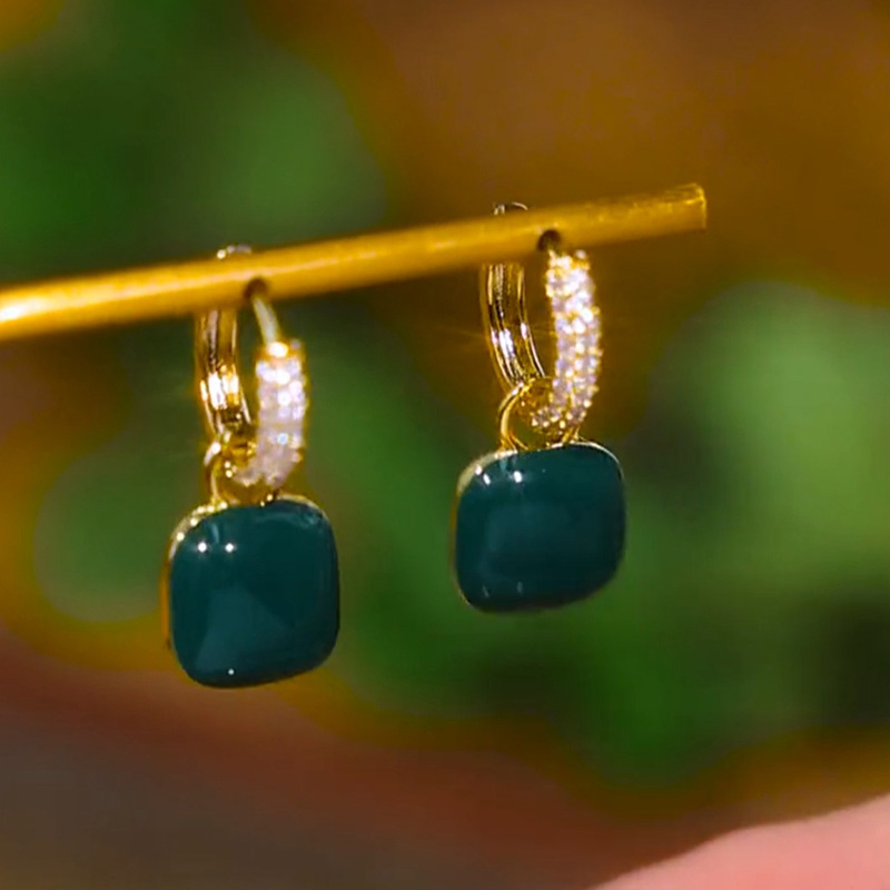 復古幾何祖母綠項錬套裝