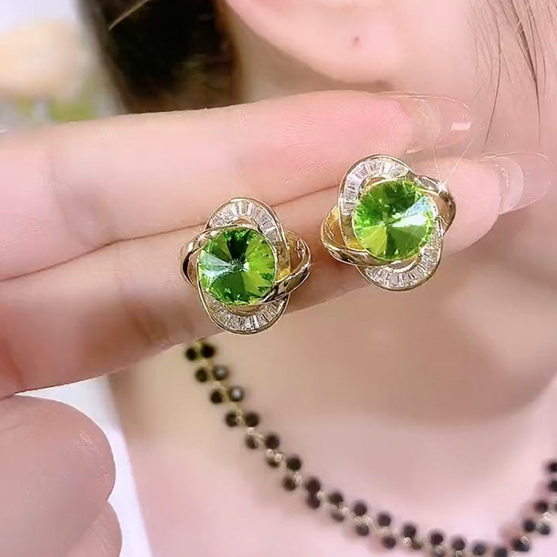 清新綠色四葉花耳環