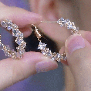 精緻幾何鋯石圓圈耳環