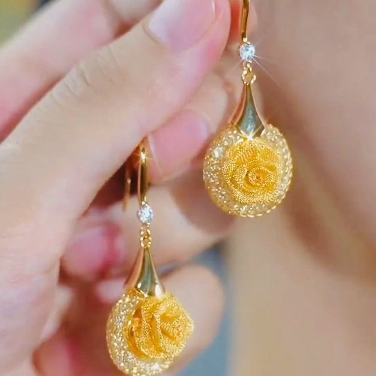 時尚百搭氣質玫瑰花耳環