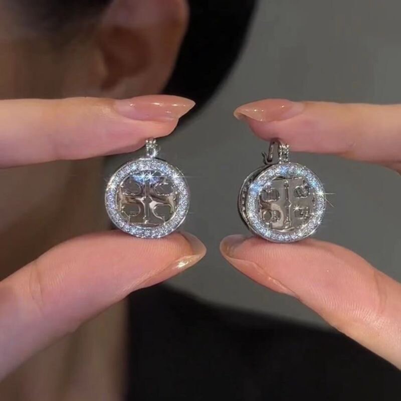 高級感圓圈鑲鑽個性耳環