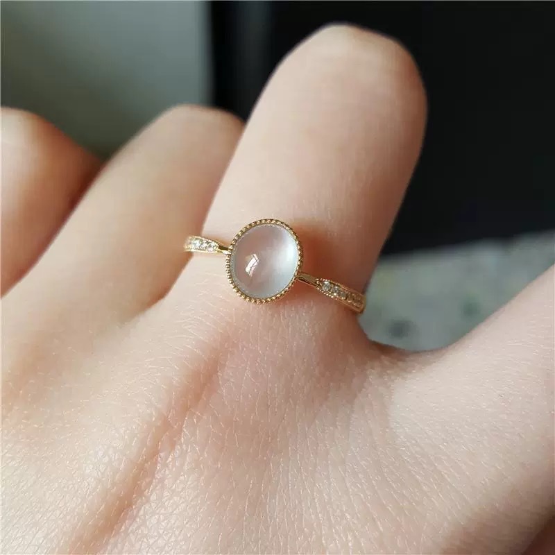 新中式復古橢圓石戒指