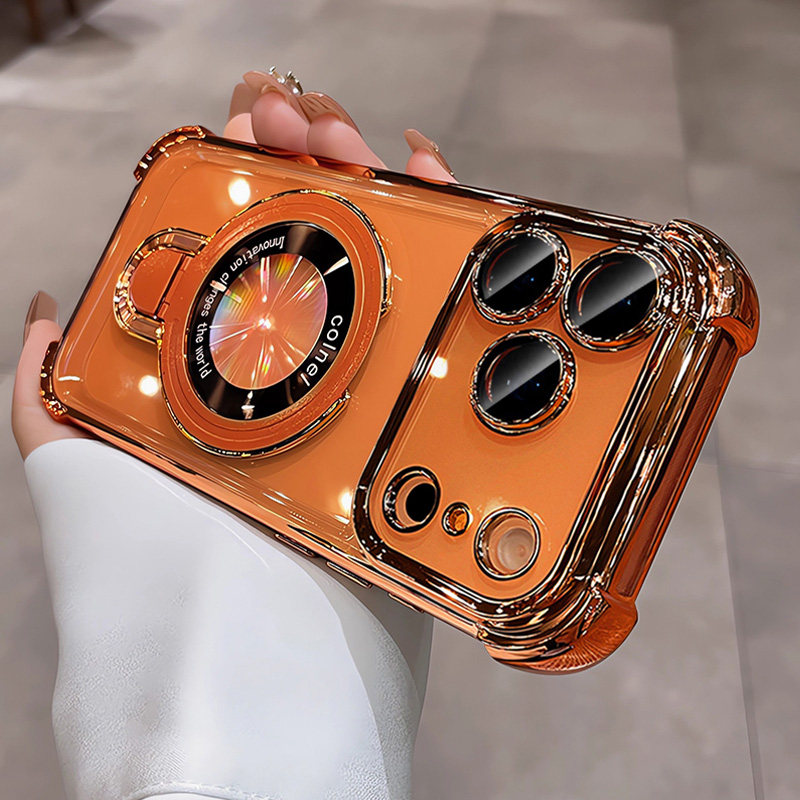 純色全包氣囊Magsafe帶支架Phone保護殼