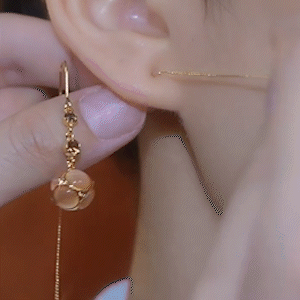 超閃咖色鑽球流蘇耳線耳環