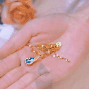 高級感藍色孔雀水晶項鍊