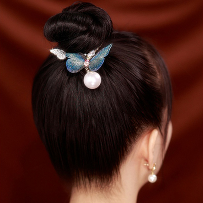 珍珠蝴蝶盤發神器髮夾