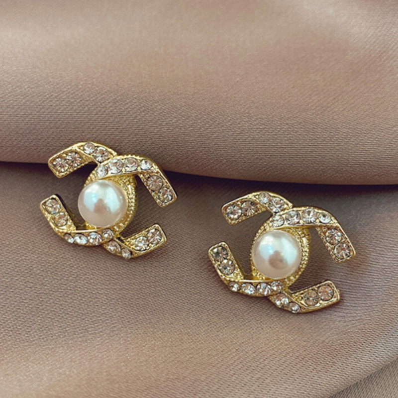 新款雙CC珍珠耳環 