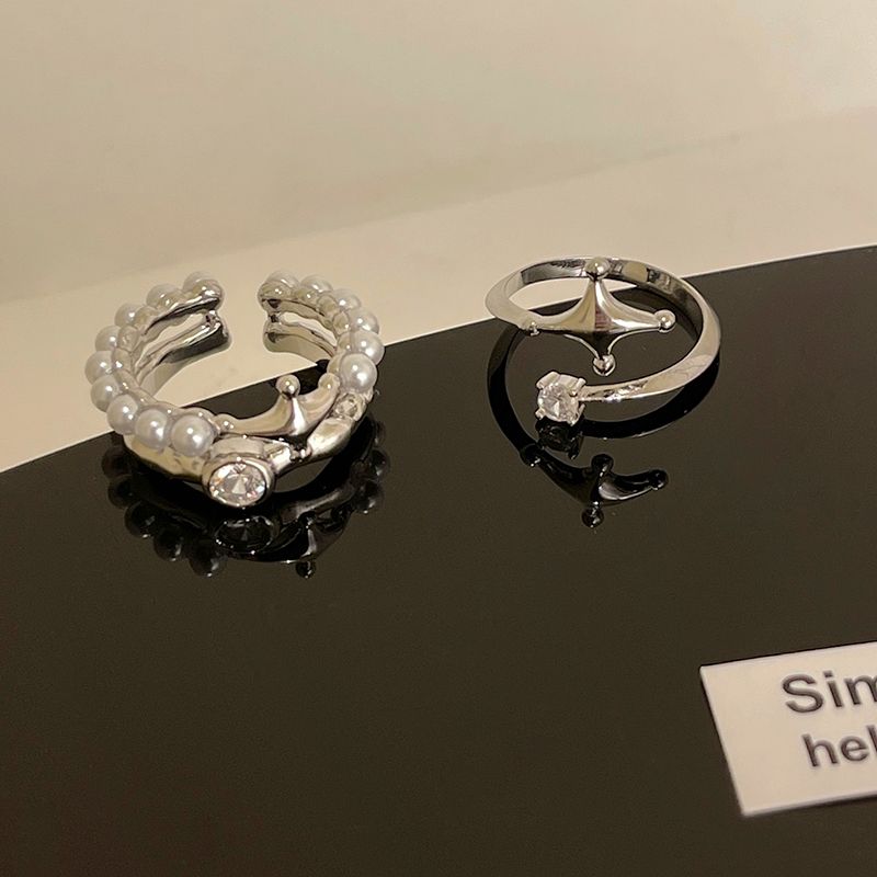 珍珠帶鑽流星戒指兩件套