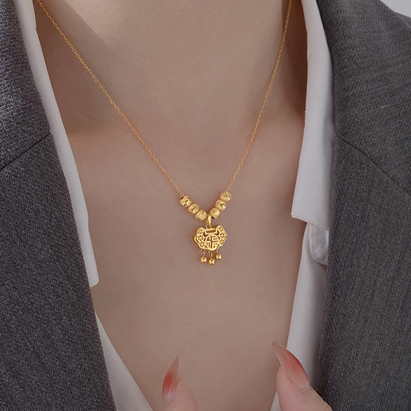 金色福字平安鎖項錬   