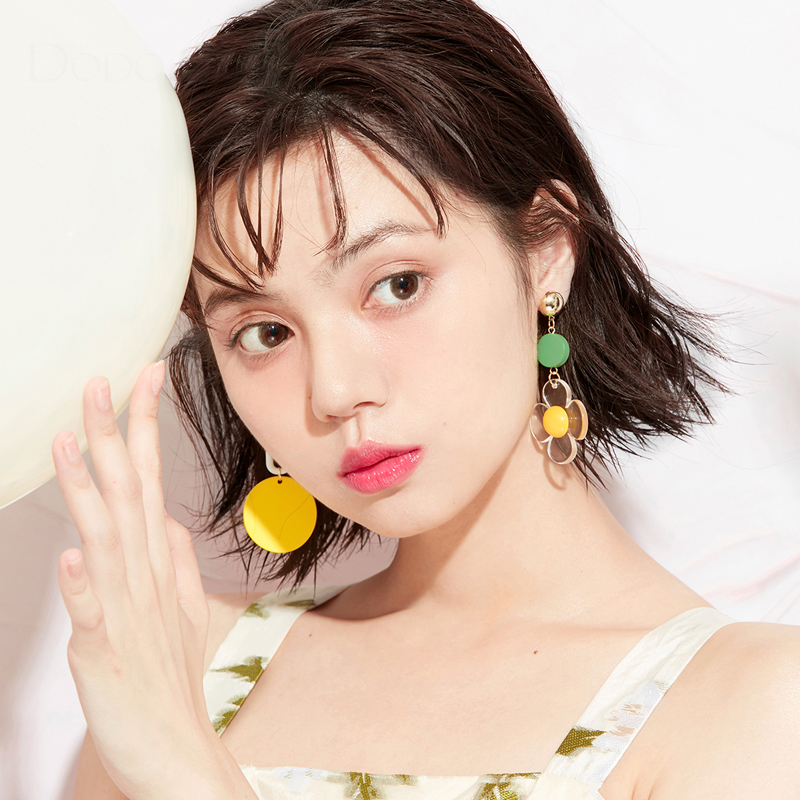 時尚花朵耳環夾式耳環