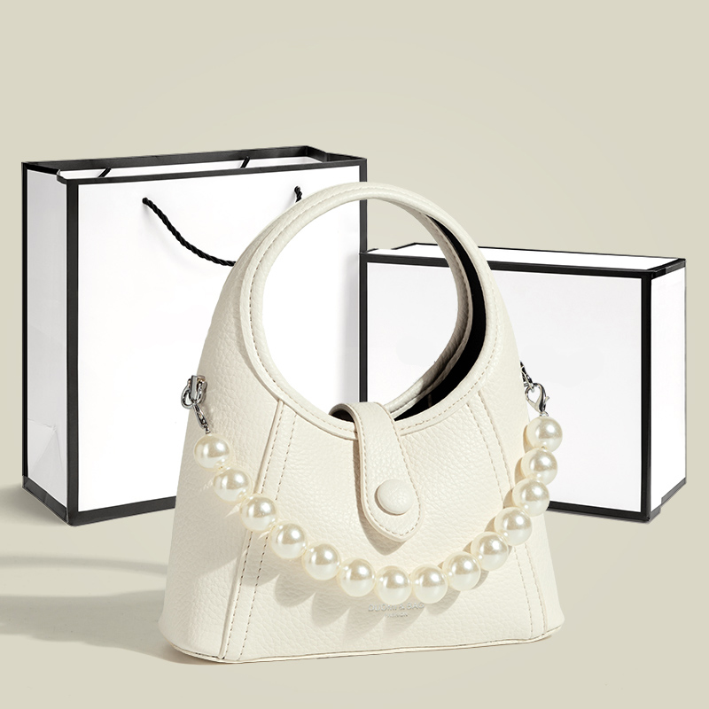 新款氣質珠串斜挎單肩女包