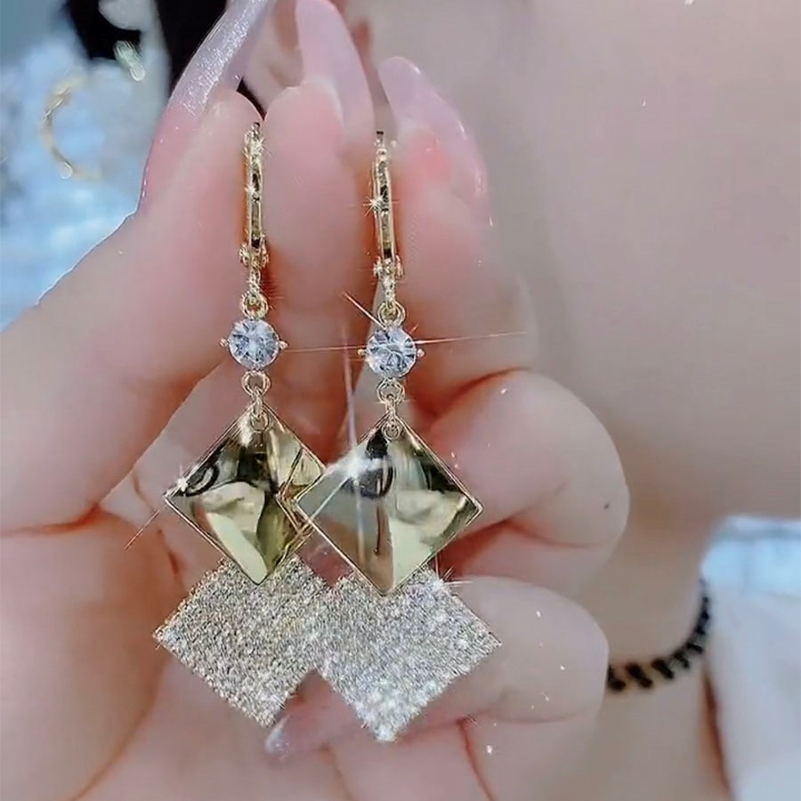 簡約幾何滿鑽耳環
