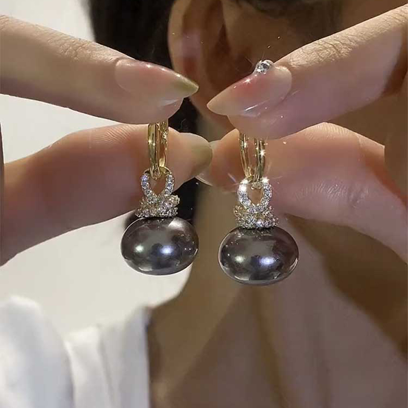 法式復古黑珍珠耳環