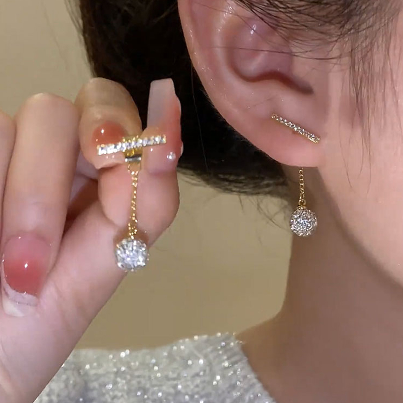 金色鑽球耳環 【一款兩戴】