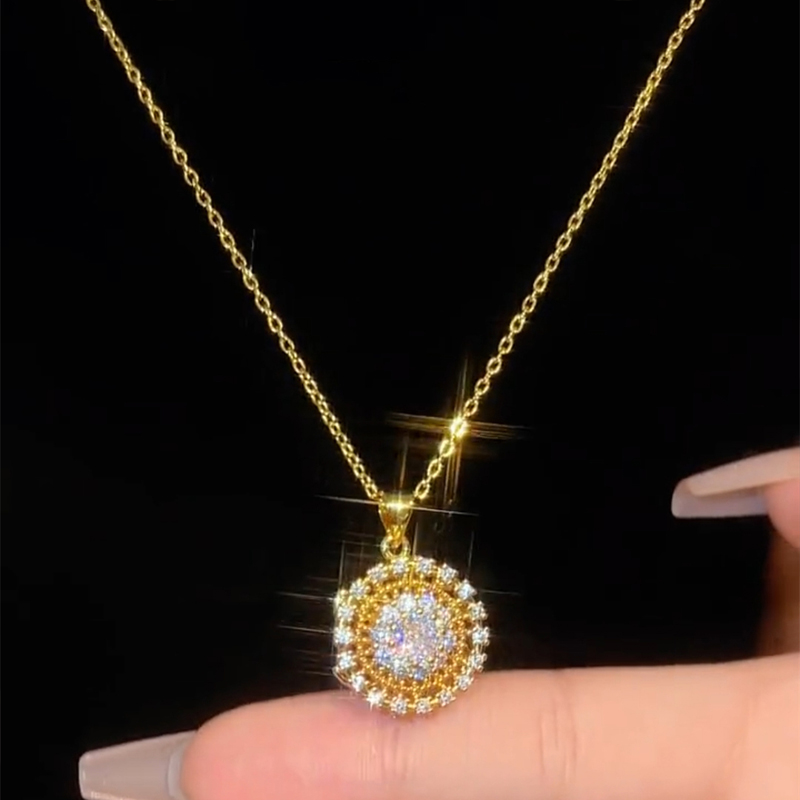 金色鑲鑽旋轉羅盤項錬