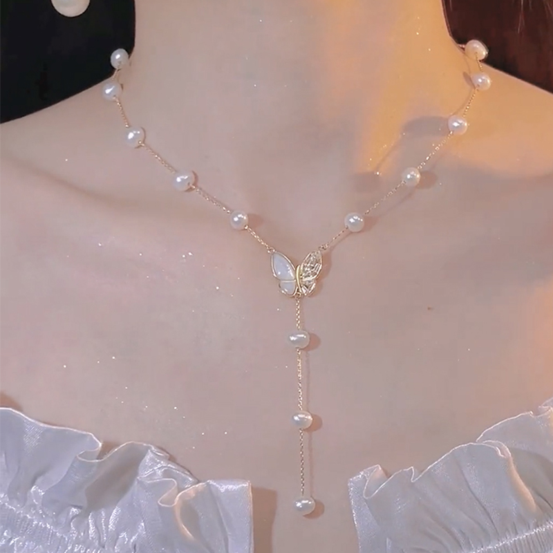 超仙蝴蝶珍珠流蘇項錬  