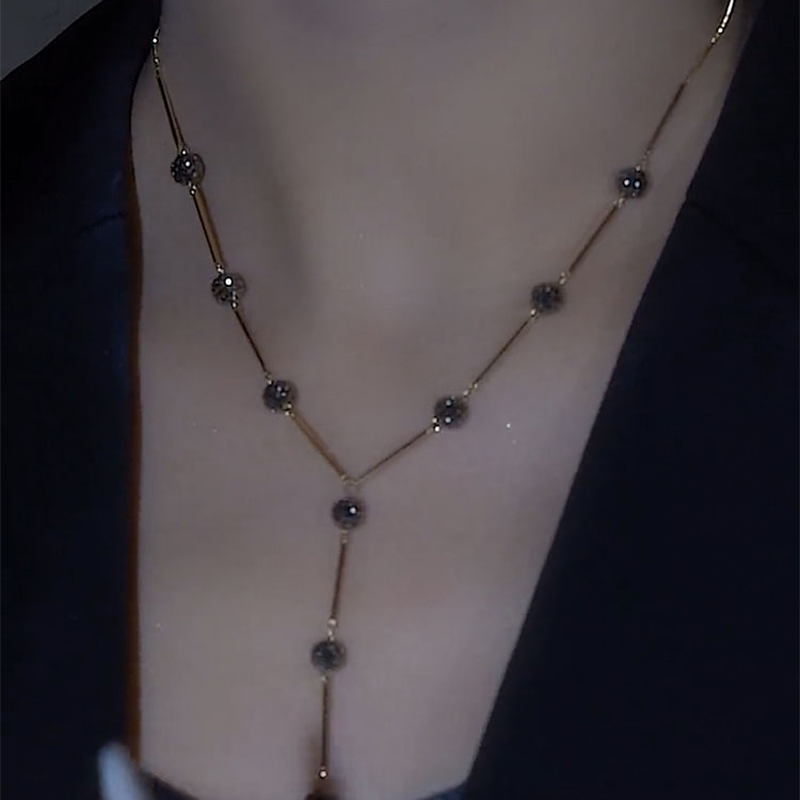 個性設計黑色水鑽項錬