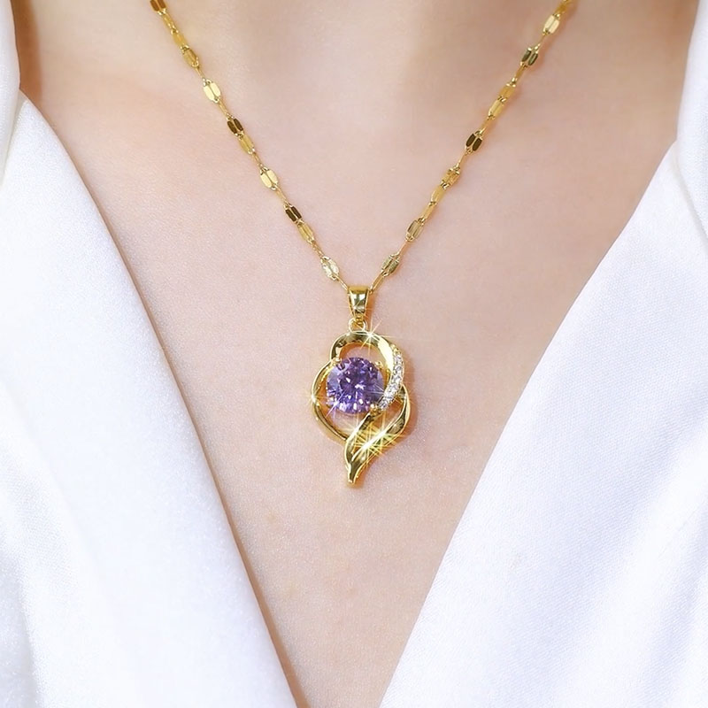 心心相印紫色鋯石項錬