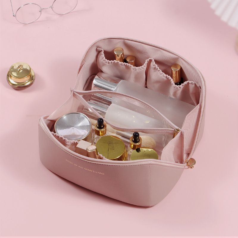 女化妝包PU皮透明中格大容量旅行化妝包