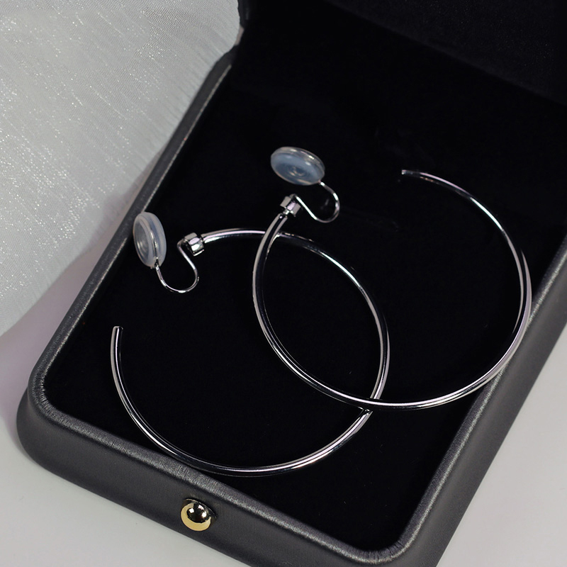 光面細款大圈無耳洞耳環