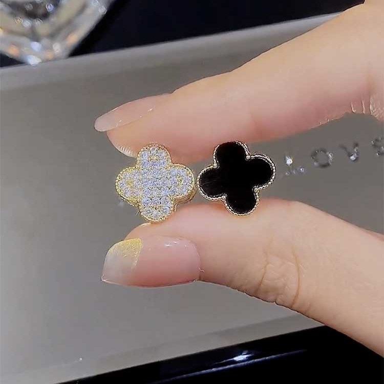 精致滿鑽四葉花AB兩戴雙面