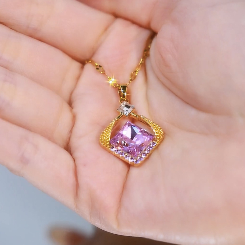 紫色方糖水晶氣質項錬