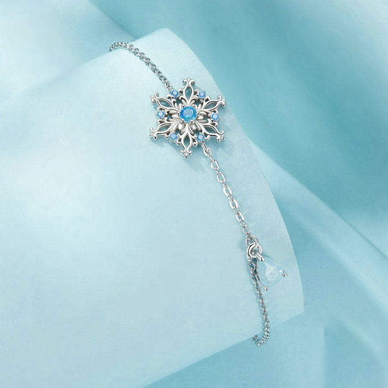 【沫緹甄選】聖誕s925純銀冰花藍色寶石純銀防過敏可調節手鏈