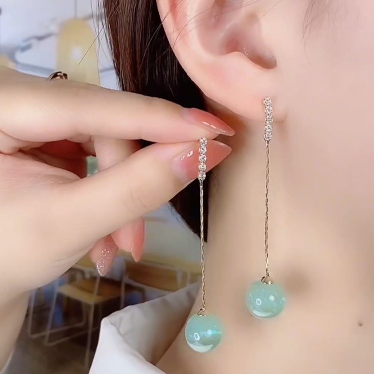 長款人魚姬珍珠流蘇耳環