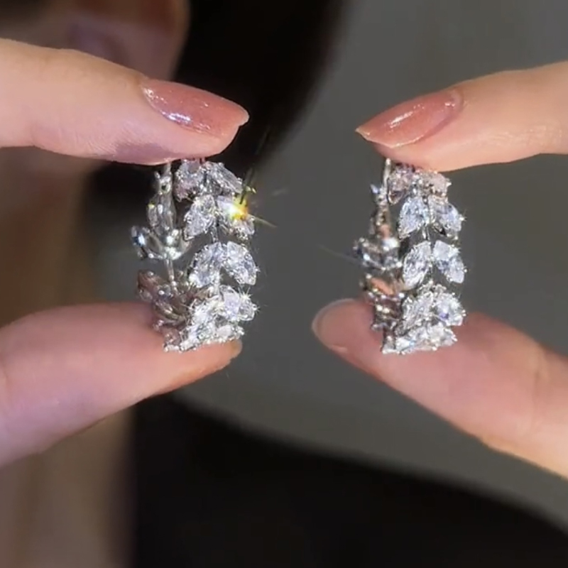 超閃鋯石麥穗耳圈耳環   