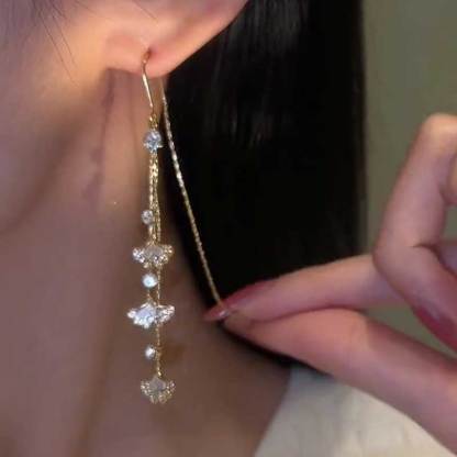 閃耀銀杏葉流蘇耳環           