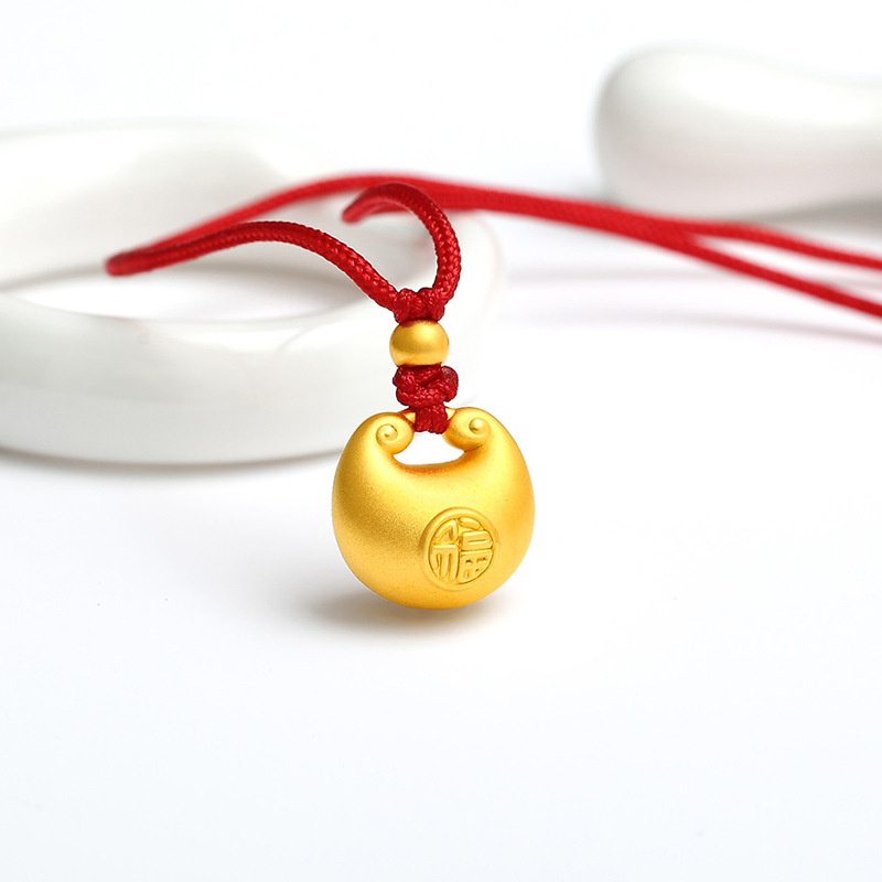 小胖福平安鎖吊墜轉運珠紅繩