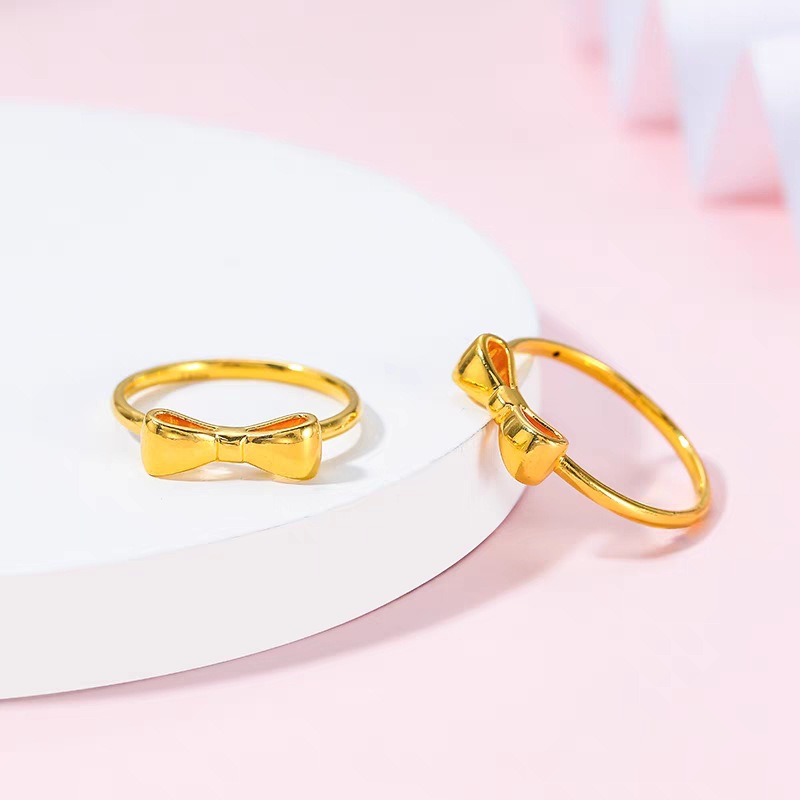 黃金少女心蝴蝶結硬金戒指