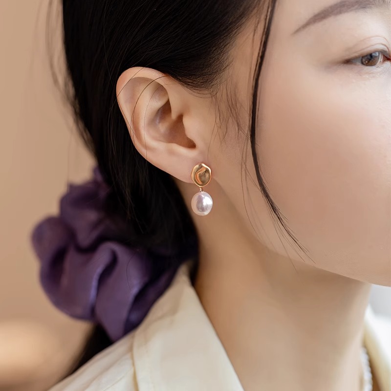 輕奢淡水珍珠無耳洞耳環
