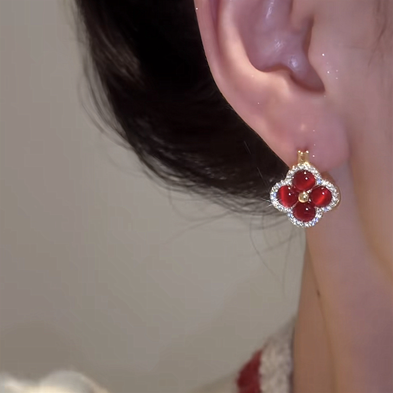 雙色四葉草輕奢耳環   