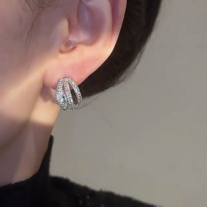 個性纏繞閃鑽蛇形耳環   