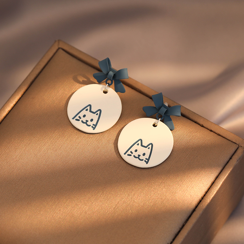 小貓咪插畫撞色耳環