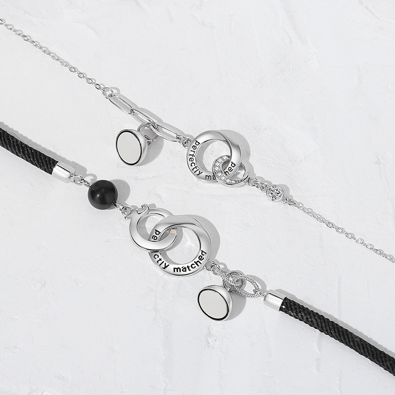 【沫緹甄選】龍鳳雙環情侶手錬純銀相吸新中式環環相扣手繩簡約手飾