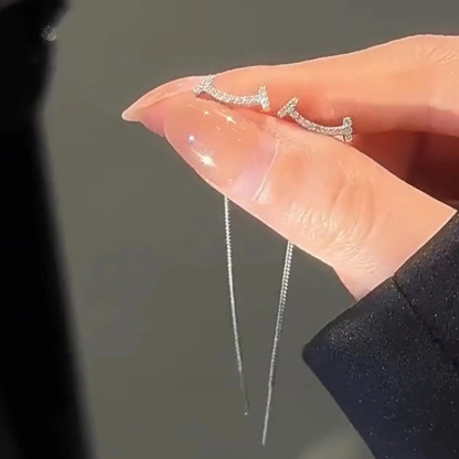 鑲鑽微笑氣質簡約流蘇耳環
