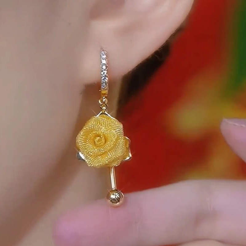 超仙氣質浪漫玫瑰花耳環