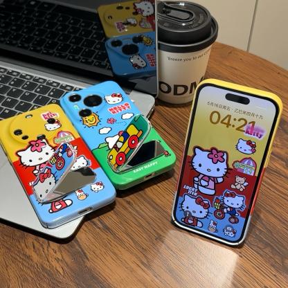 可愛卡通kitty 童趣凱蒂貓保護殼 鏡子支架殼