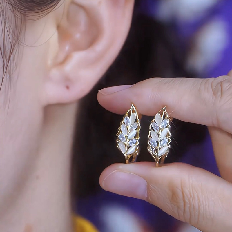 氣質輕奢貓眼石麥穗耳環