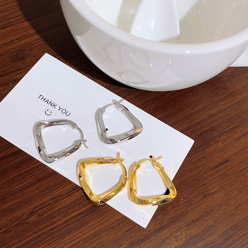 U形幾何 氣質方形耳圈耳環