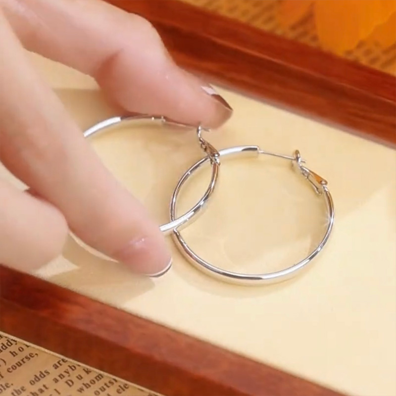 個性素圈銀針氣質耳環