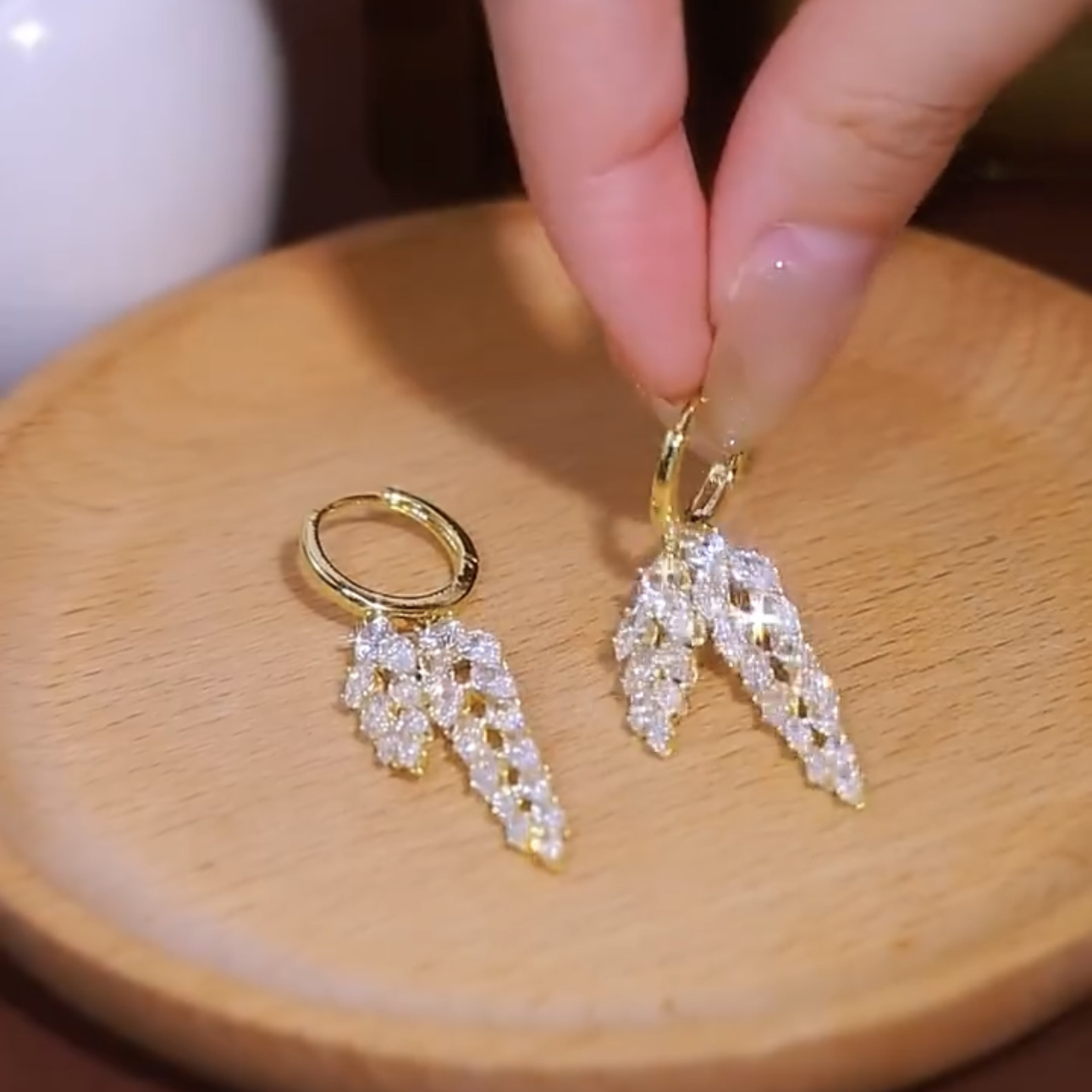 平安順逆 麥穗鋯石耳環