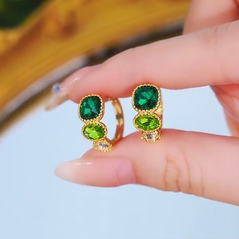 藝術感祖母綠寶石耳環