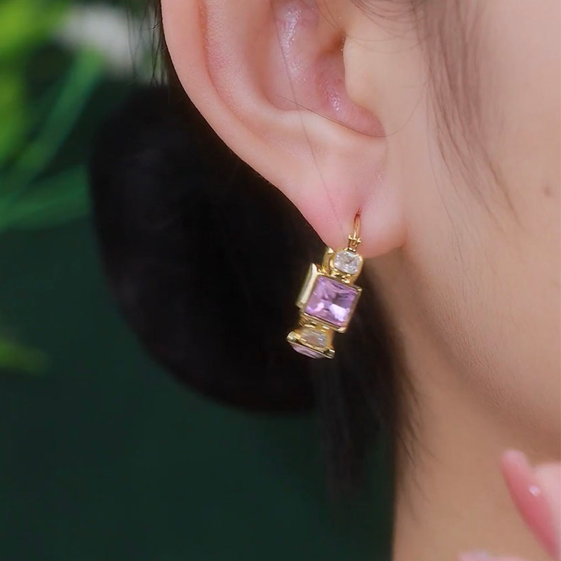 超閃雙色紫鋯石耳環