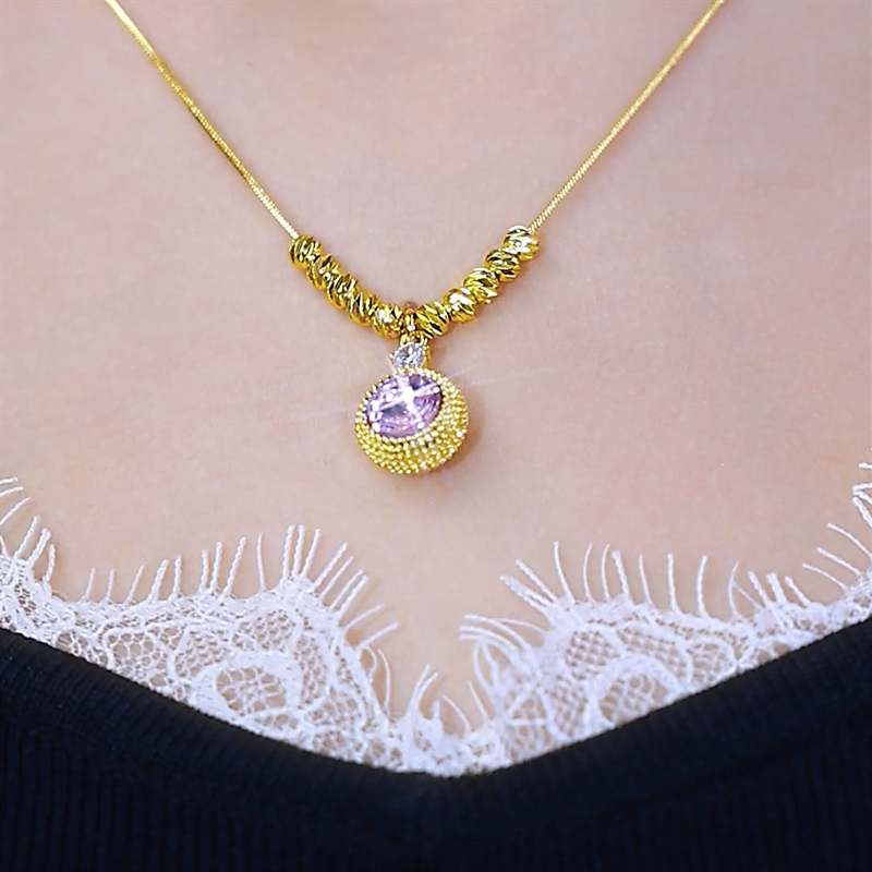 紫色圈圈轉運珠項錬