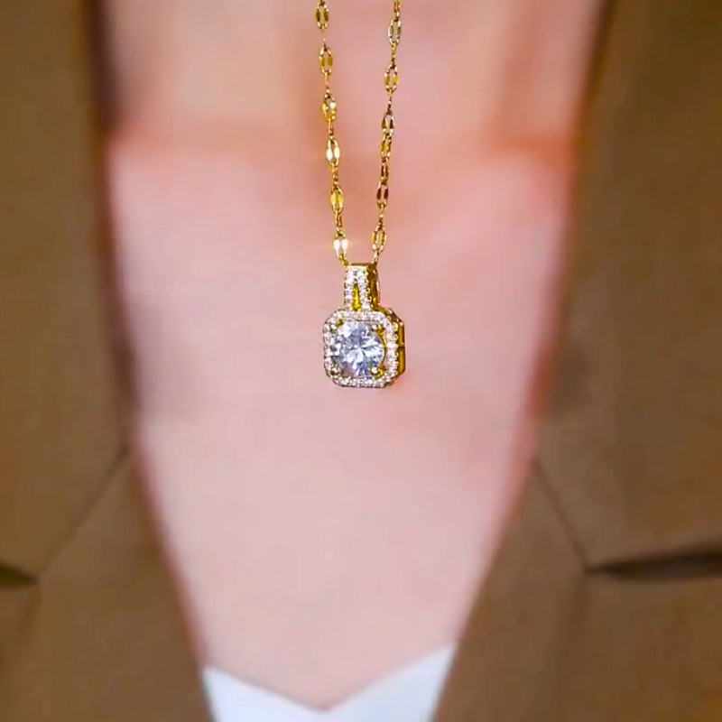 一克拉方塊鑽石項錬  