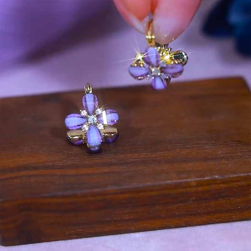 超仙紫色小花耳環